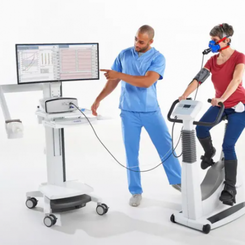 Pulmonary Function System with Patient on Bike